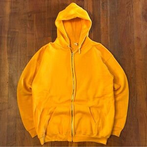 Vintage Discus Athletic ‘70s Blank Ideal Zip Yellow Zip Up Hoodie Sweatshirt M